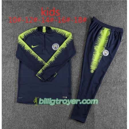 Manchester City Barn Trenings Collegegenser Set Mørkeblå Grønn 2018/19